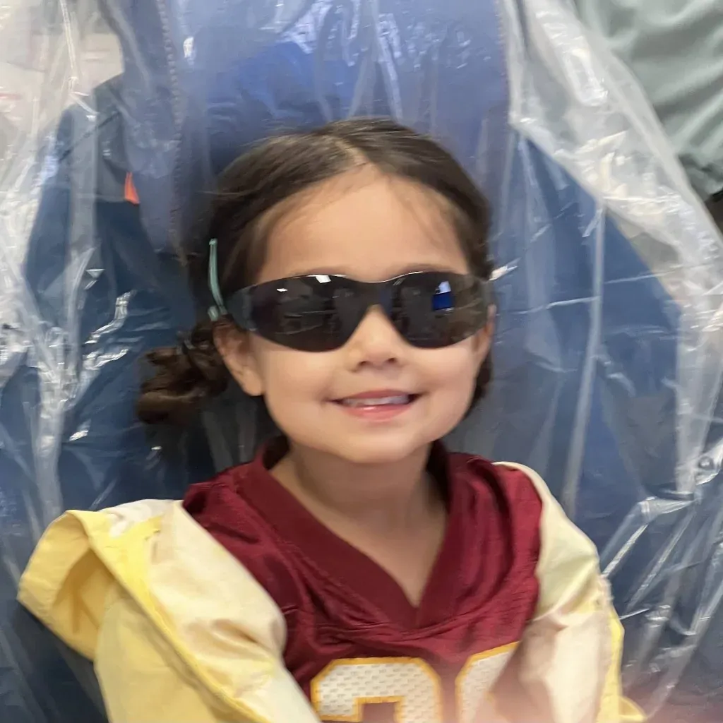 Amy’s daughter in the dental chair